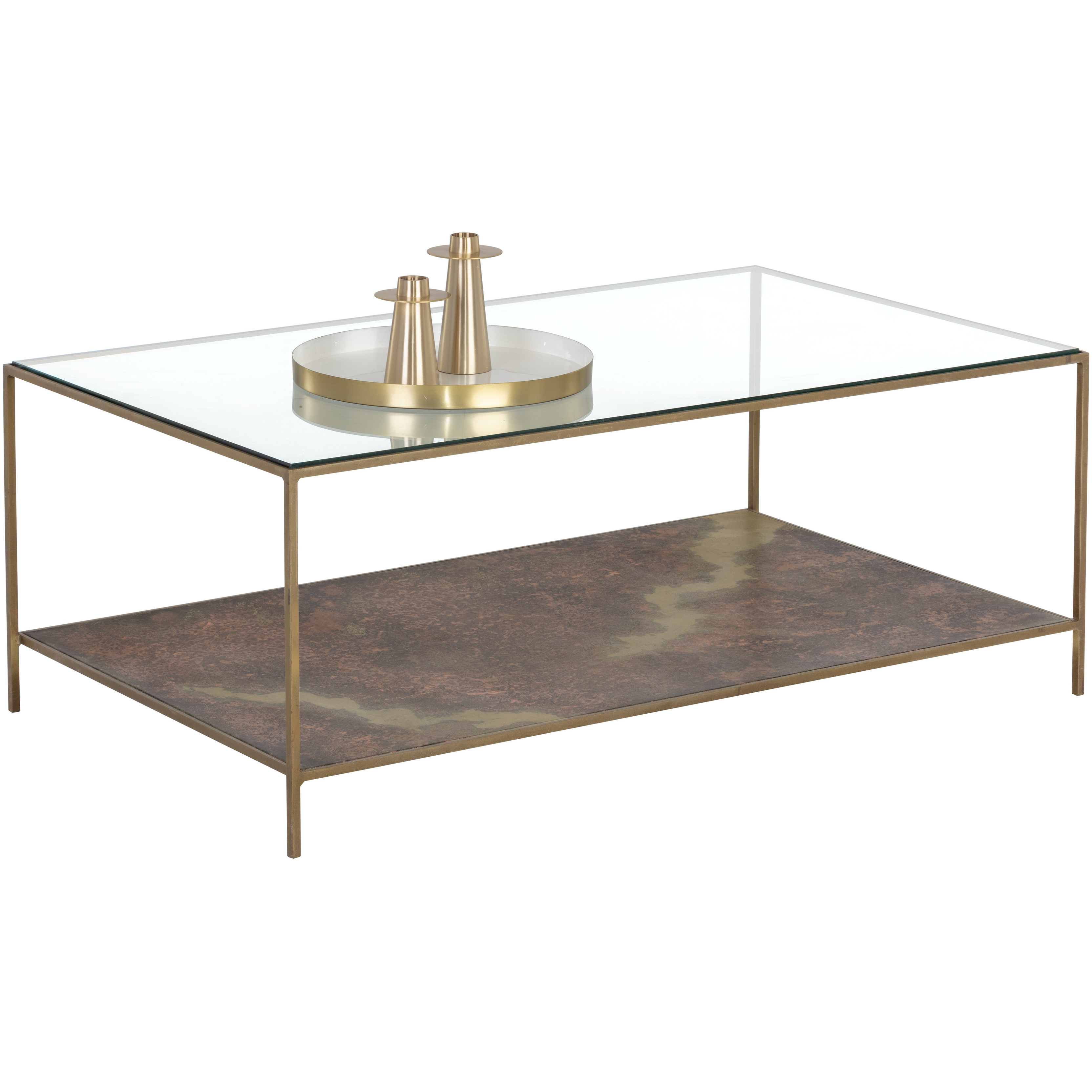 Concord 48 X 28 inch Clear / Antique Brass Coffee Table